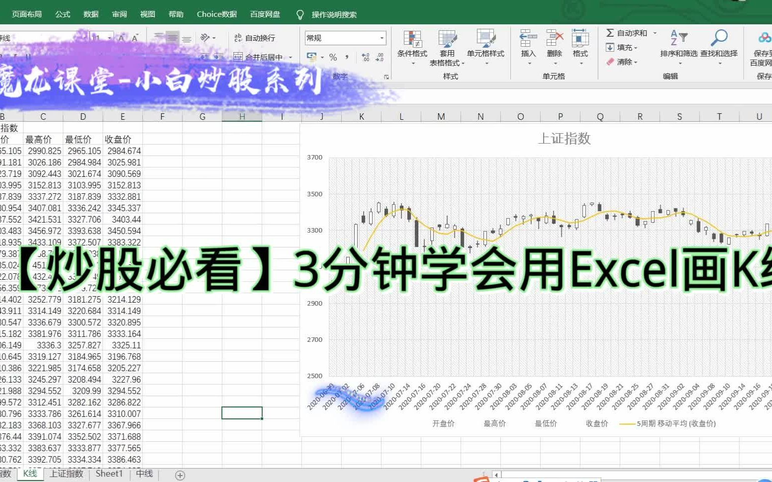 【炒股必看】3分钟学会用Excel画K线图