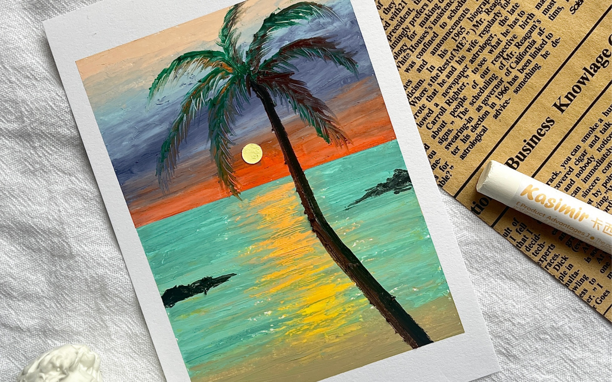 油画棒视频教程|海岛椰树90