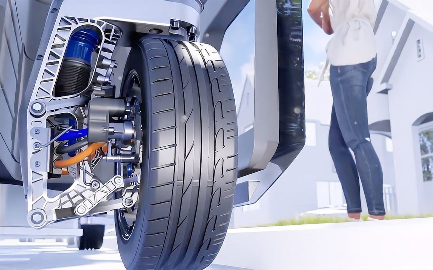 老外发明360度转向车轮,侧方停车一把进,原理是什么?