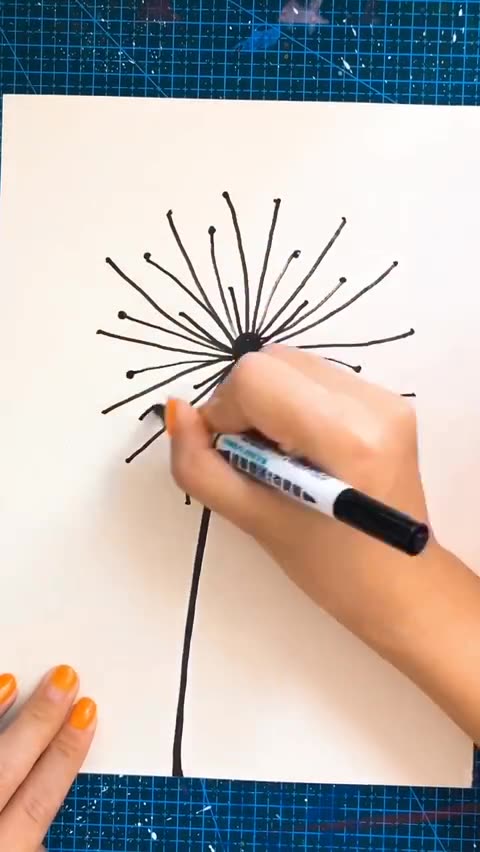 指纹创意画,蒲公英,四岁的宝宝也能画