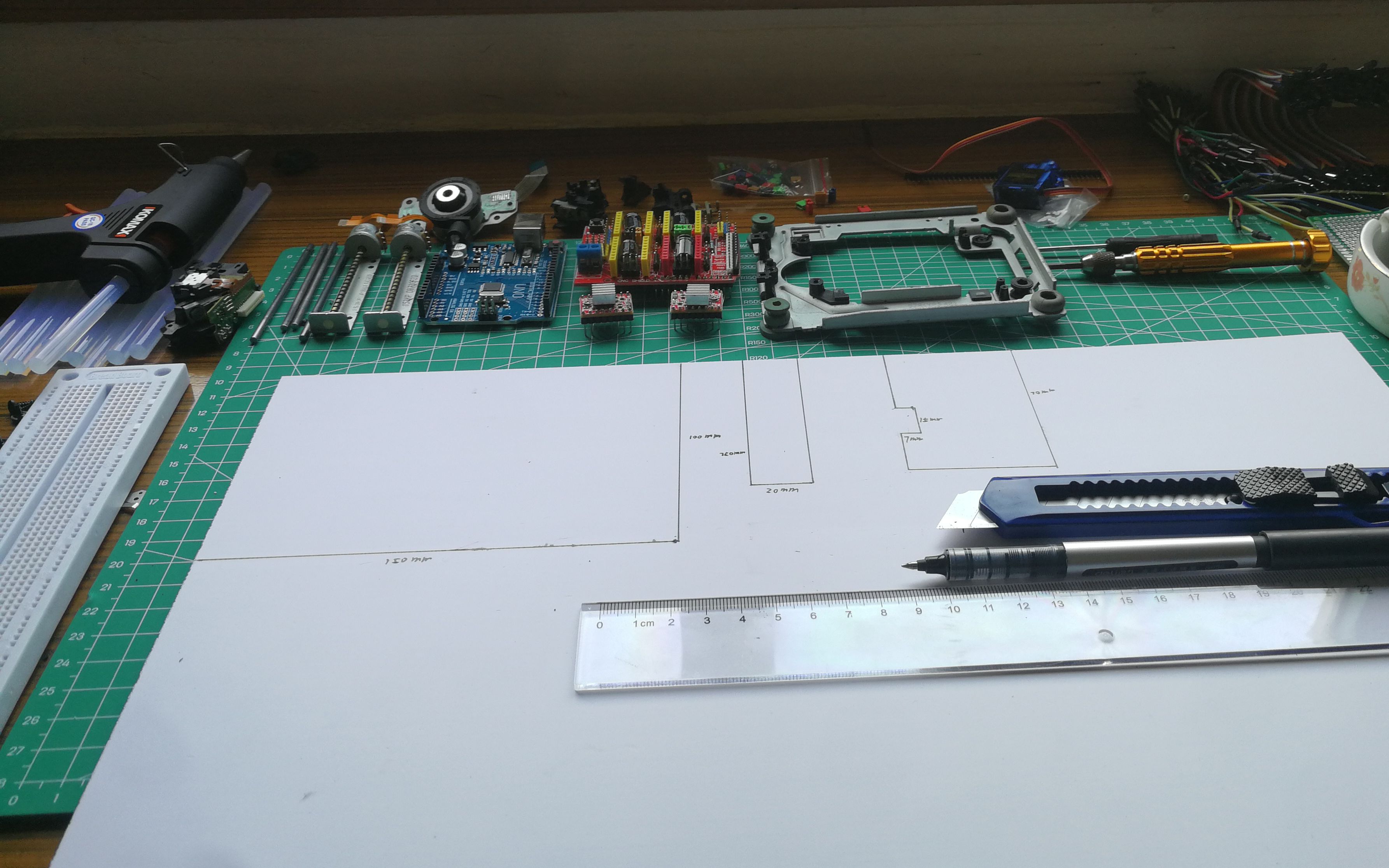 arduino寫字機器人diy