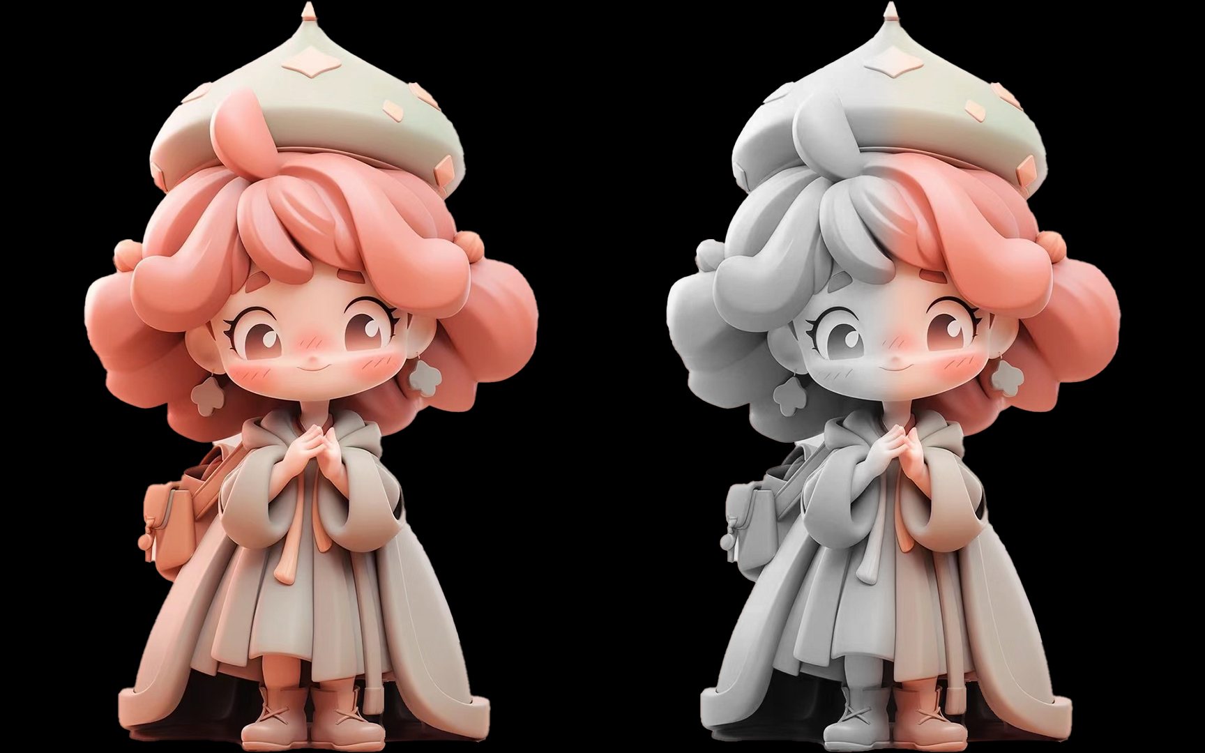 【手办建模】zbrush手办模型雕刻 可爱型二次元小姐姐人物模型制作