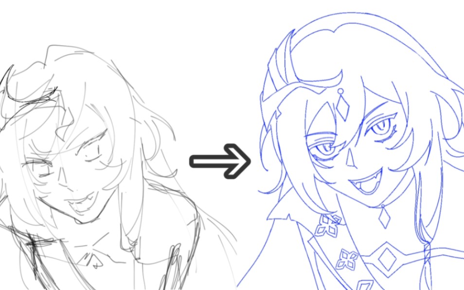 【指绘/画世界】勾线过程