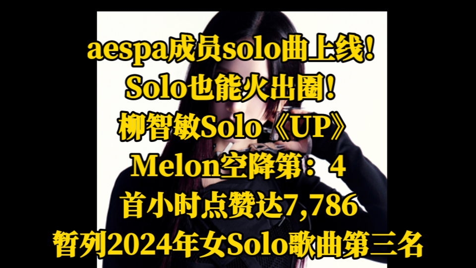 aespa成员solo曲上线!Solo也能火出圈!柳智敏Solo《UP》Melon空降第:4,首小时点赞达7,786,暂列2024年女Solo歌曲第三名.哔哩哔哩bilibili