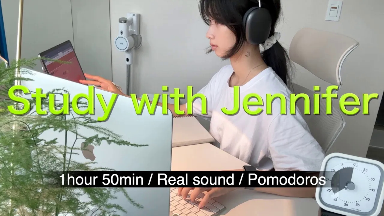 【Jennifer Cha】Study with me|居家学习2h|准备期末考试|实时学习|背景噪音|番茄工作法50+10|no music哔哩哔哩bilibili