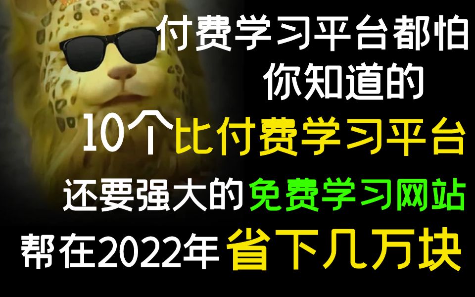 硬核干货,为了帮你在2022年更好的学习,我费劲心血整理了10个比付费网站还要强大的学习网站,能帮你省下几万块付费知识.哔哩哔哩bilibili