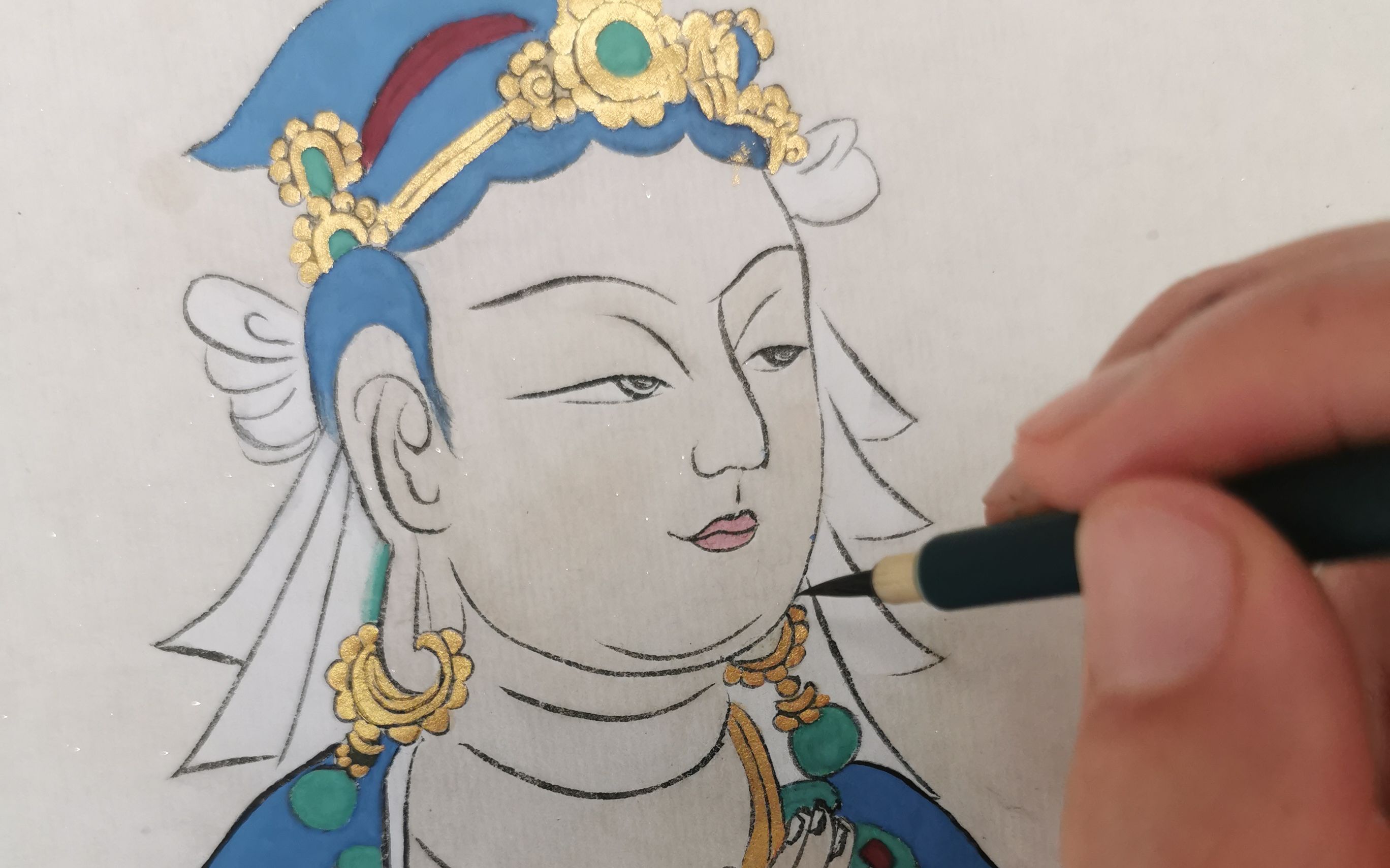 手绘敦煌观音菩萨