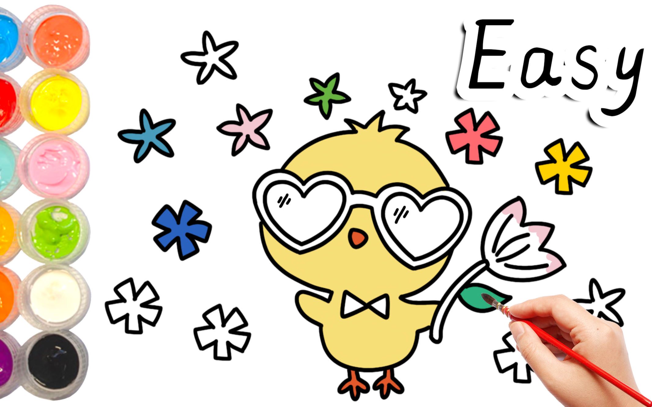 【少儿彩绘简笔画】酷酷的鸡仔,爱向光明亮喉咙,司晨守夜顶呱呱