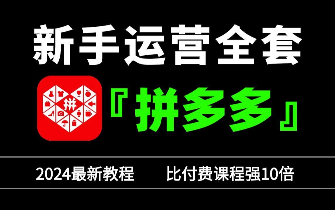【电商运营】拼多多运营2024最新教学视频,b站最强全套新手入门拼多多