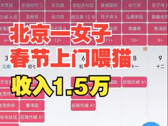 北京一女子靠春节上门喂猫收入1.5万,女子上门喂猫110元一次一天20家:平均单价110元每次,一天最多20家哔哩哔哩bilibili