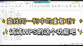 Download Video: 同一列中找寻重复项或不重复项 WPS，Excel，数据处理25