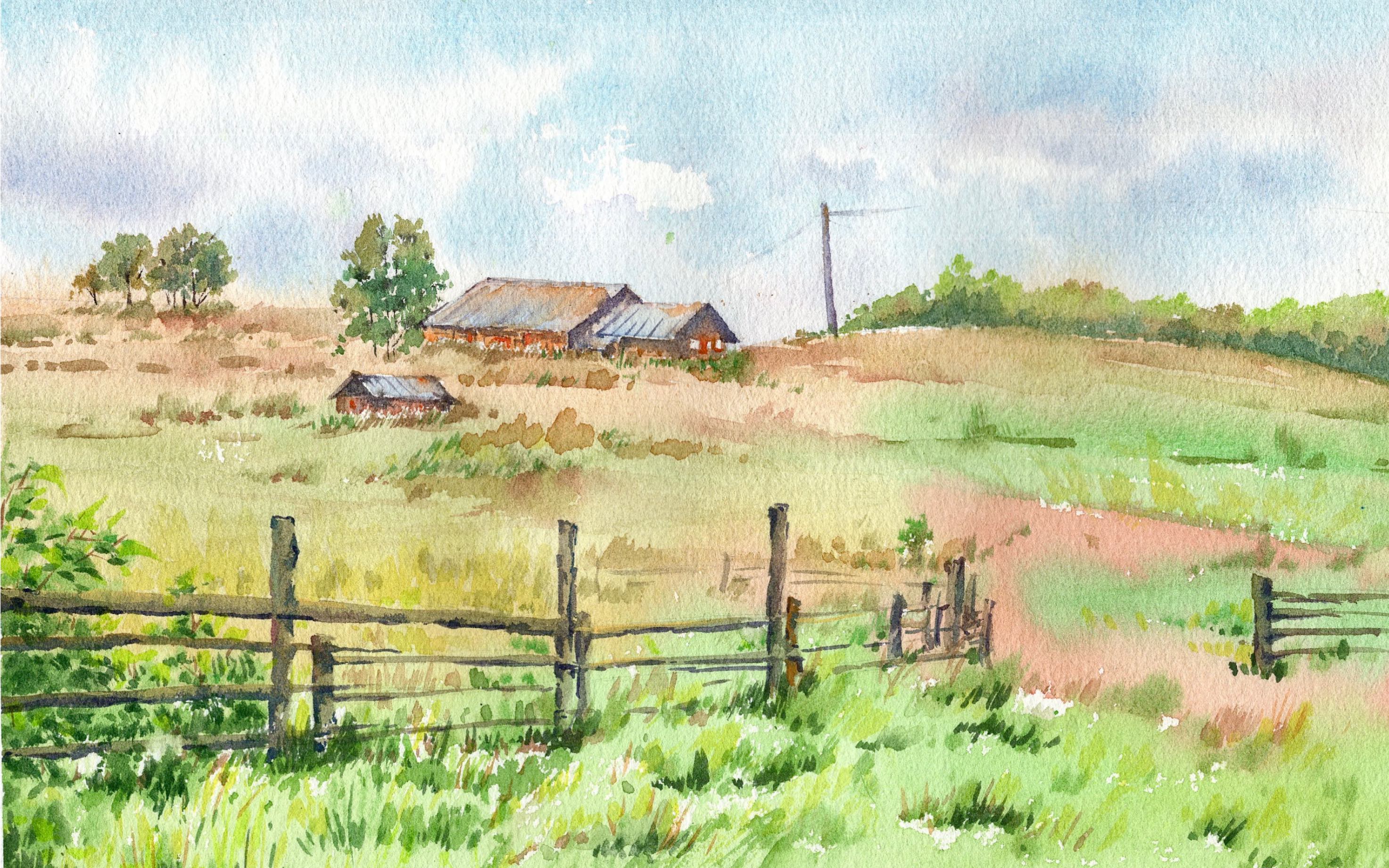 水彩自学,画个小房子吧