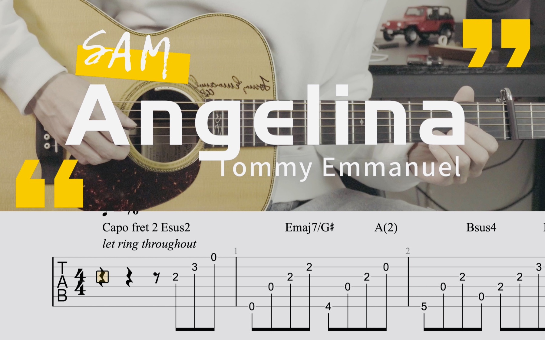 [图]【附谱】慢速演示《Angelina》Tommy Emmanuel