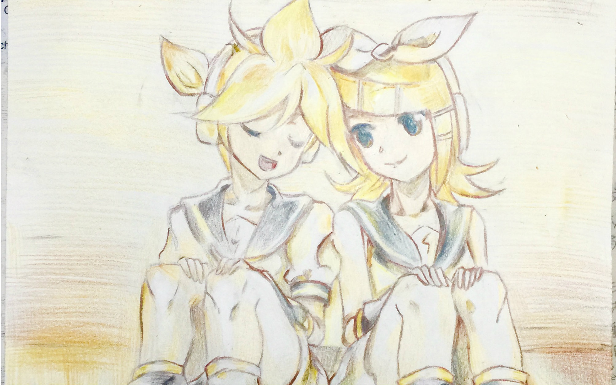 镜音双子彩铅手绘