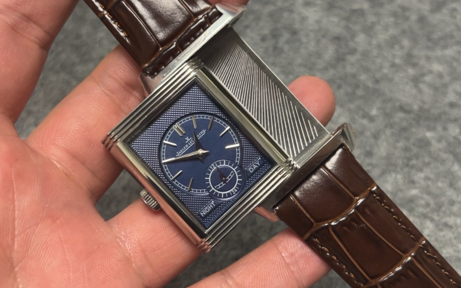 gm积家翻转系列男表 双面机械表 一表二用.