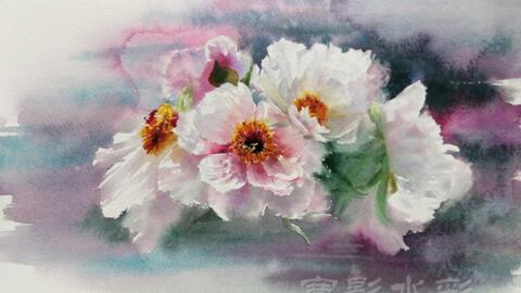 水彩画 水彩作品牡丹花卉教程教您一步步的绘制牡丹水彩图 哔哩哔哩 Bilibili
