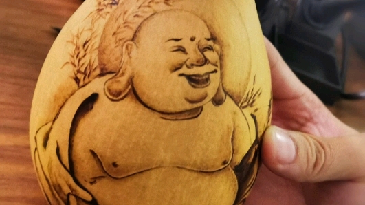 非遗葫芦烙画,《笑口常开》,任何图案可定制
