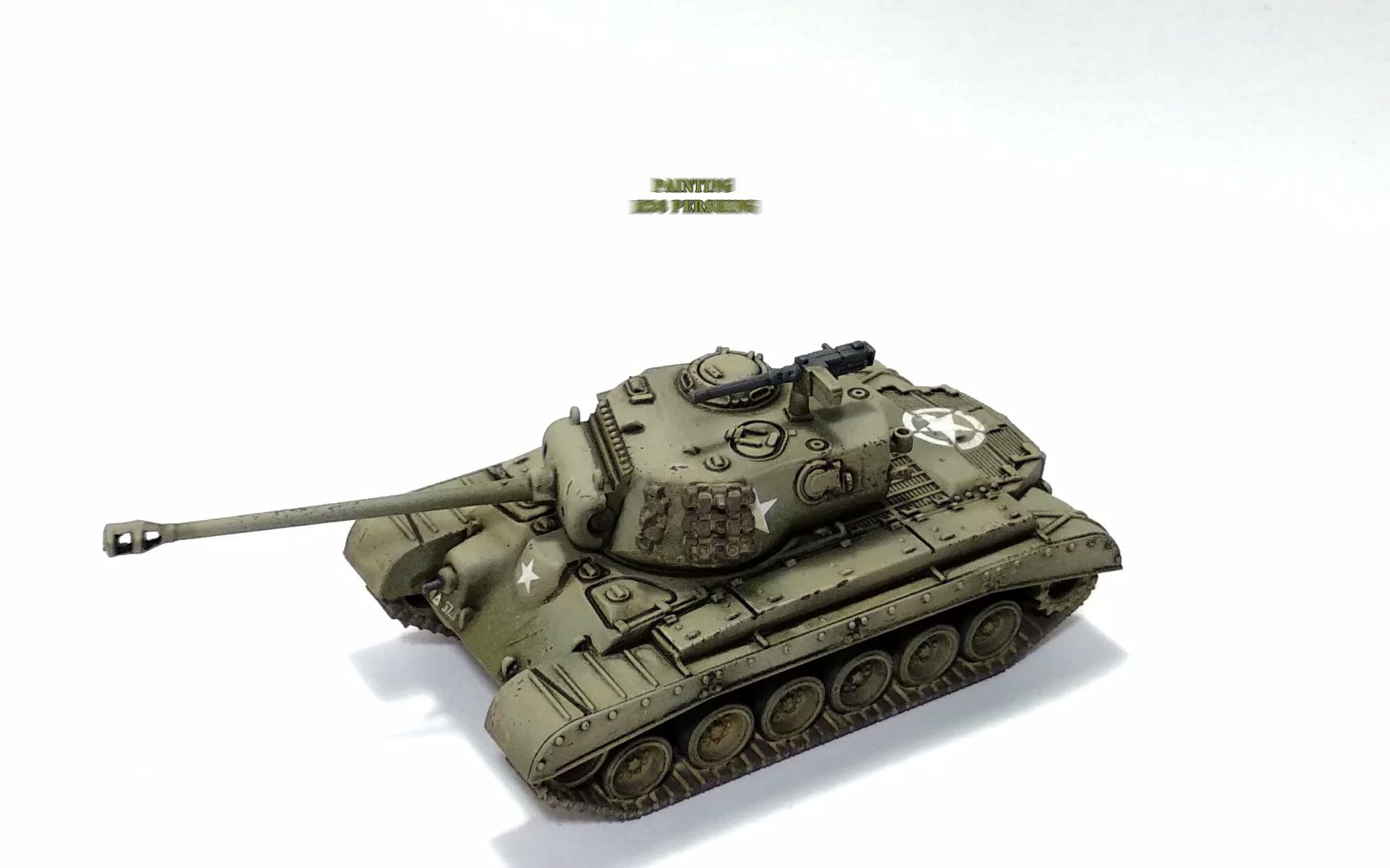 【战棋涂装35】英文 喷涂 1/100 美国m26潘兴坦克 fow战火 二战模型