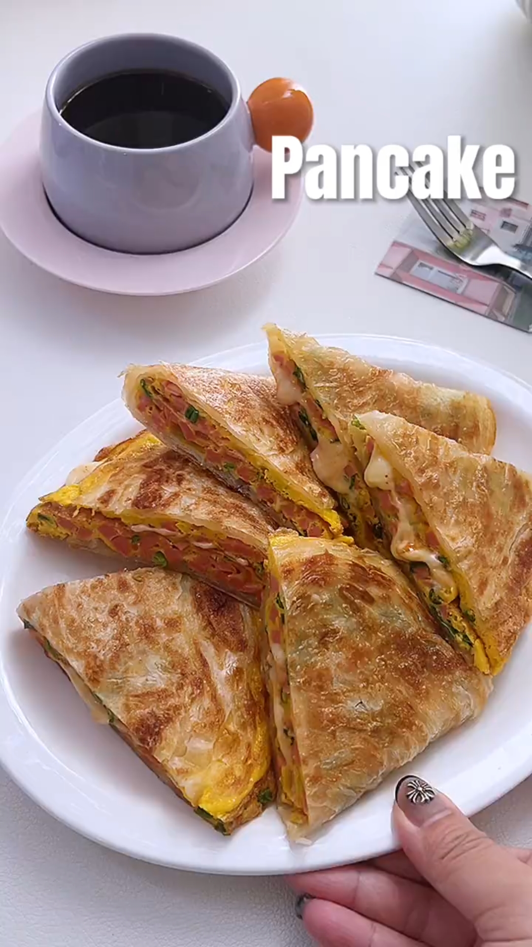 香葱火腿肉松饼,简单快手,好吃营养!快去试试吧!