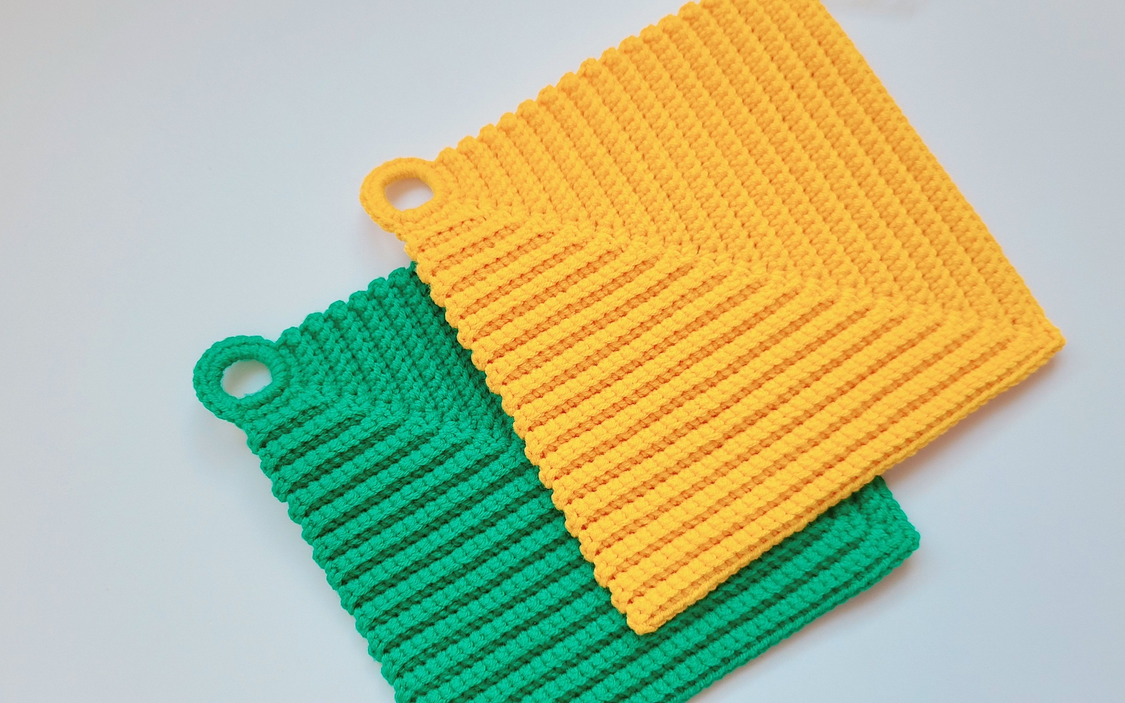 创意菱形花样,钩针隔热垫,让实用触手可及