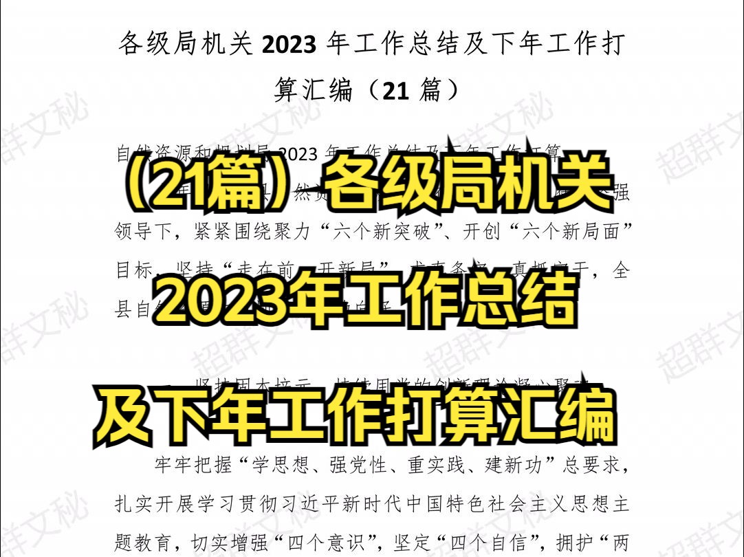 (21篇)各级局机关2023年工作总结及下年工作打算汇编哔哩哔哩bilibili