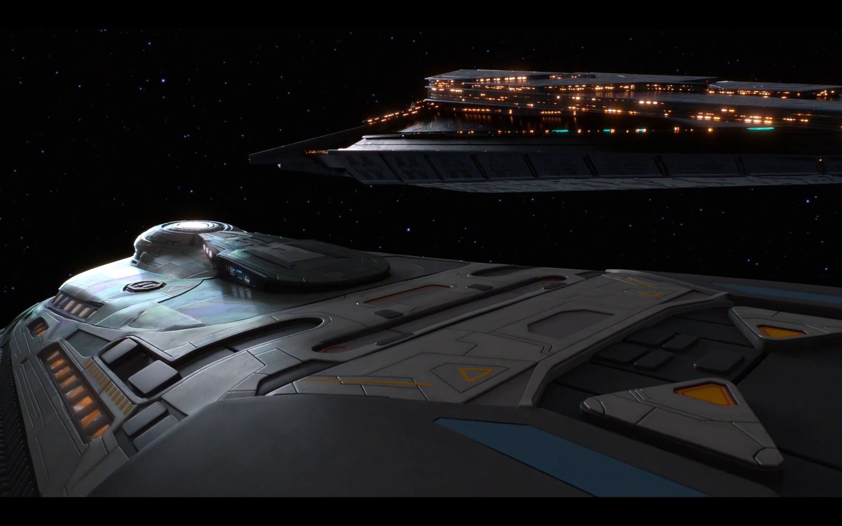 奥维尔号第三季外星人的飞船进入奥维尔号飞船机库