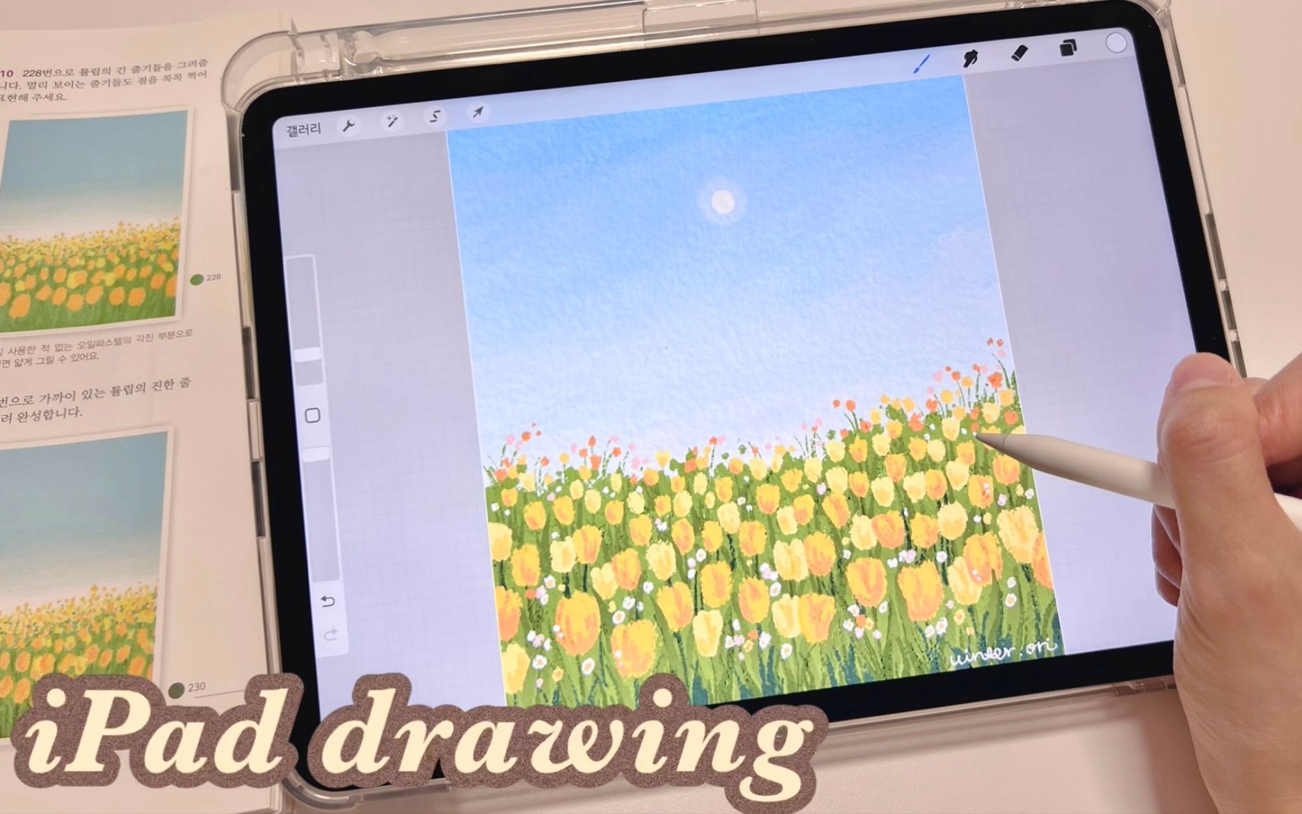 【ipad绘画】淡黄色郁金香花海,当壁纸的话简直泰裤辣!