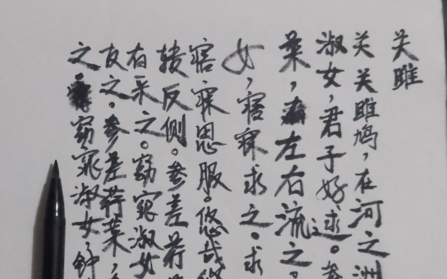 手抄《诗经》关雎