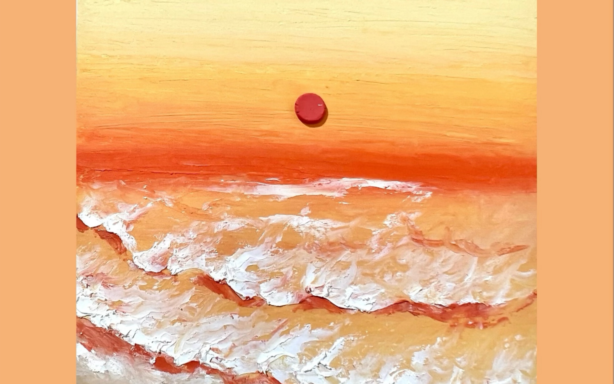 今天就画一片橙色的海吧——油画棒绘画教程