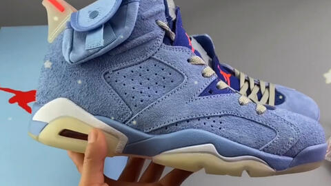 乔丹Travis Scott x Air Jordan 6 Cerulean Light Blue 联名天蓝亲友