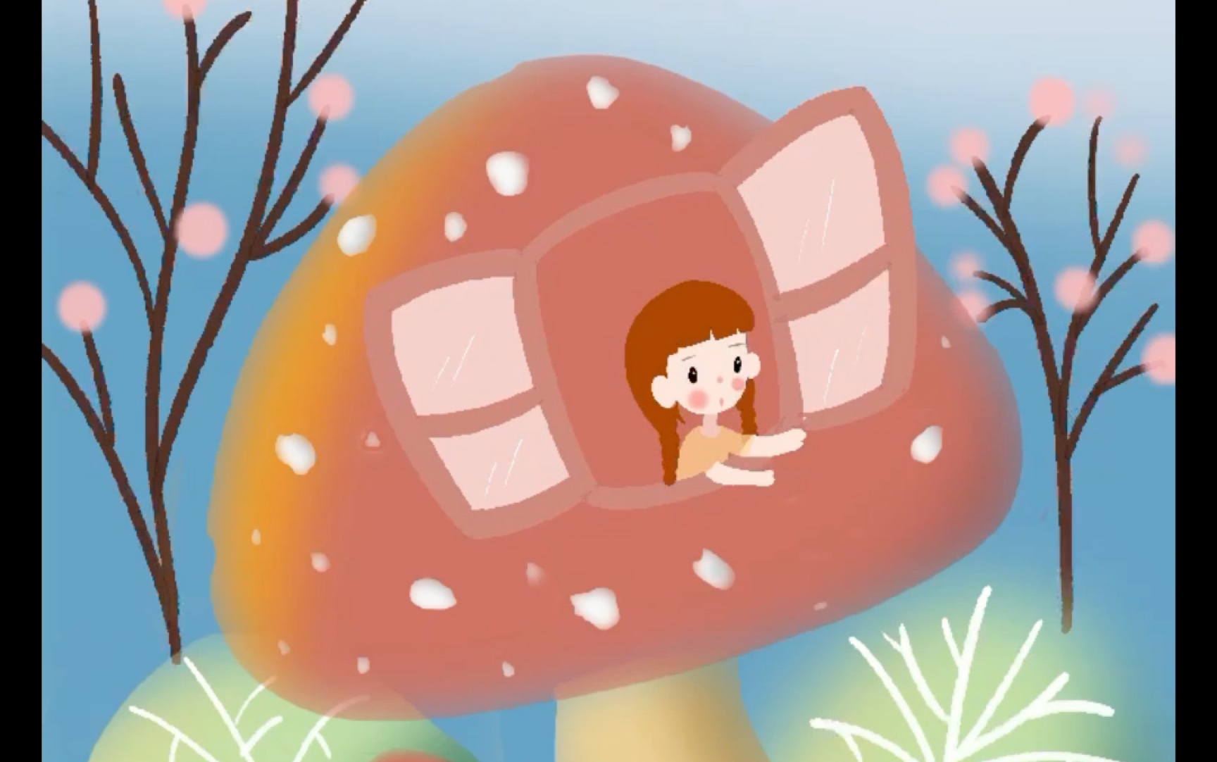 蘑菇屋插画壁纸