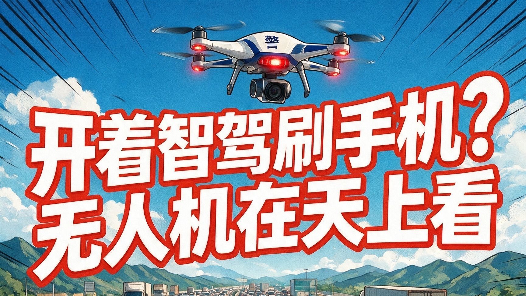 开着智驾刷手机？无人机在天上看😂