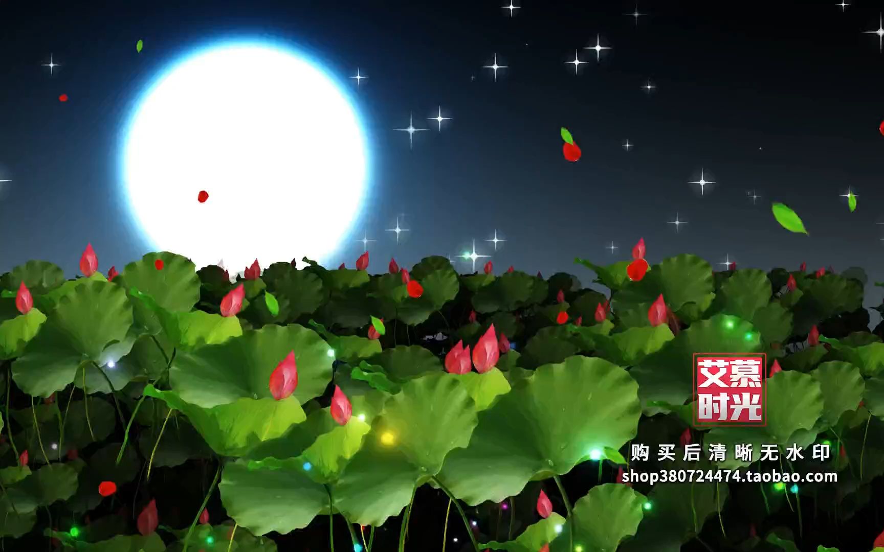 am03601 古风水墨荷塘月色唯美月亮荷花少儿古筝戏曲舞蹈 led视频背景