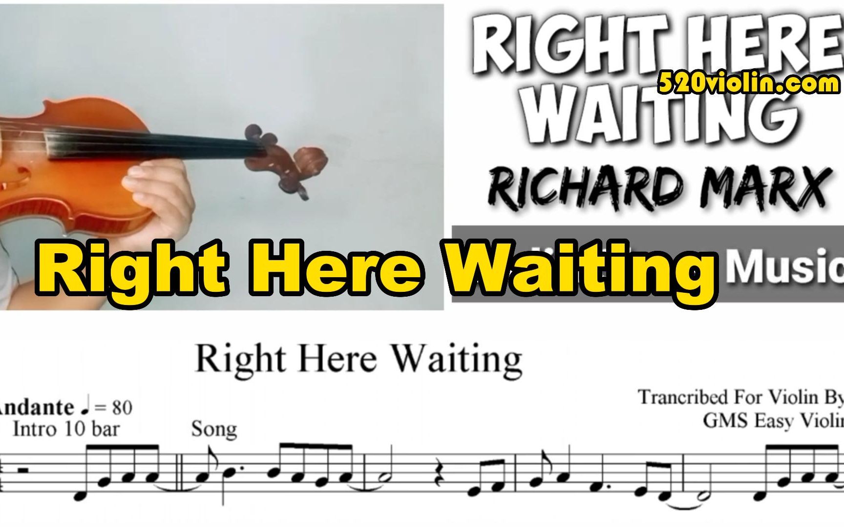 [图]【小提琴简谱】RIGHT HERE WAITING