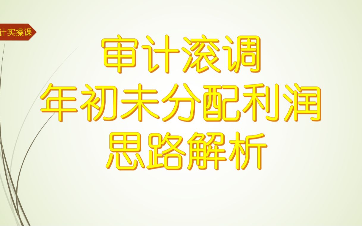 会计师事务所审计底稿实训审计调整中的年初未分配利润思路解析哔哩哔哩bilibili