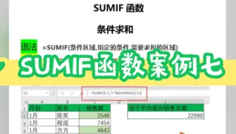 下载视频: SUMIF函数案例七：公式作为求和条件的情况。