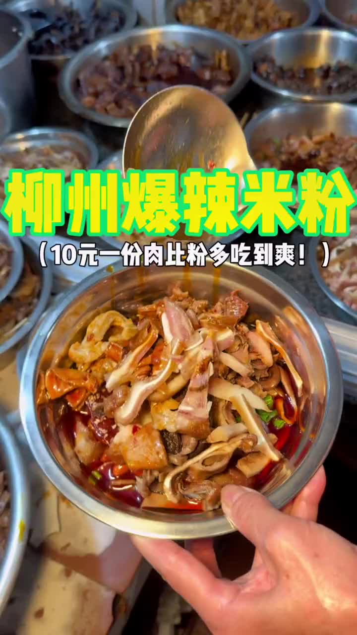 柳州四十多年的爆辣米粉 十块钱一份 三十多种料肉比粉多 你们感觉值不值 #路边摊美味 #街边小吃 #街头美食 #美食推荐官 #柳州美食哔哩哔哩bilibili