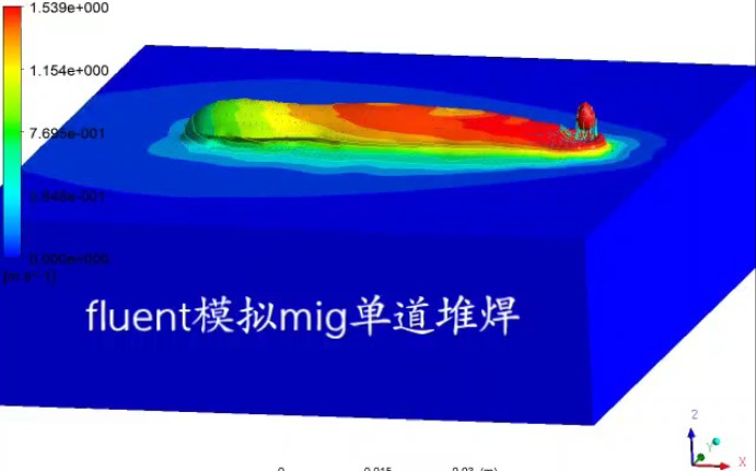 fluent模拟mig单道堆焊,熔滴过渡,熔池温度场流场云图,可作为毕业论文,技术研究指导哔哩哔哩bilibili