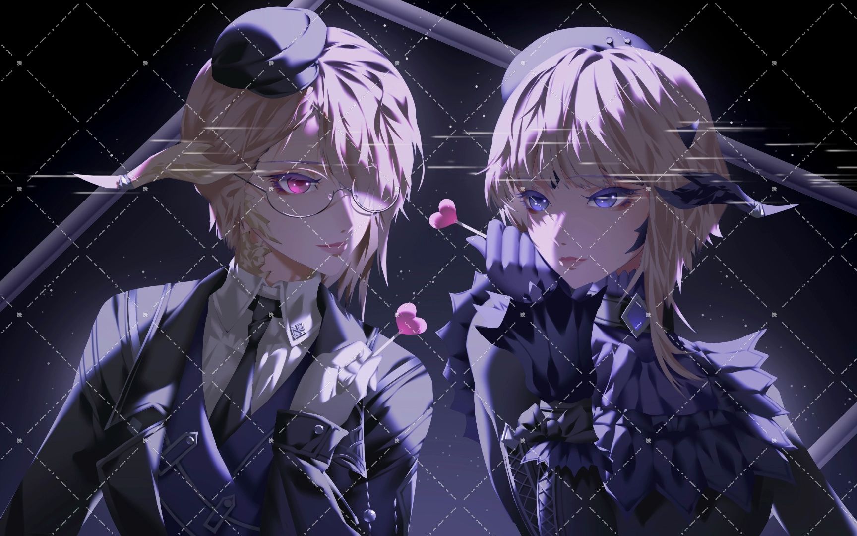 【ff14】龙娘cp胸像稿