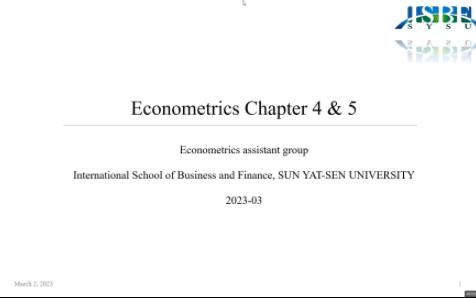 [图]一元线性回归重难点入门级精讲--Stock计量经济学CH4&5