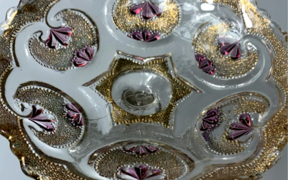 民国时期鎏金玻璃高脚盘