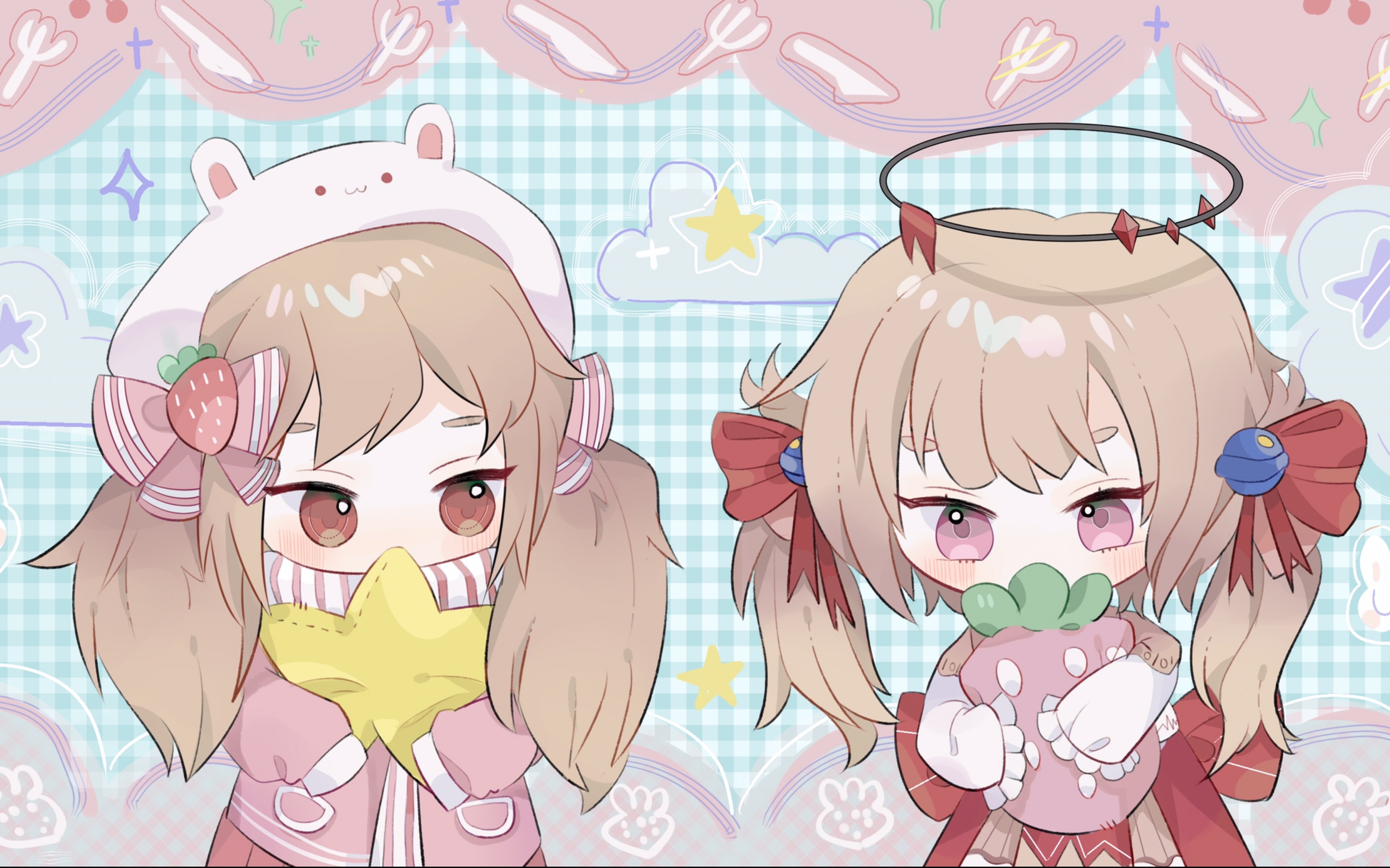 【sai2】q版双人互动稿—上色过程_哔哩哔哩_bilibili