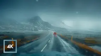 下载视频: 放松冰岛的雨天驾驶