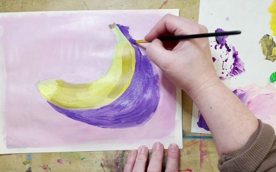 如何画一只香蕉Painting a Banana with Acrylic哔哩哔哩bilibili