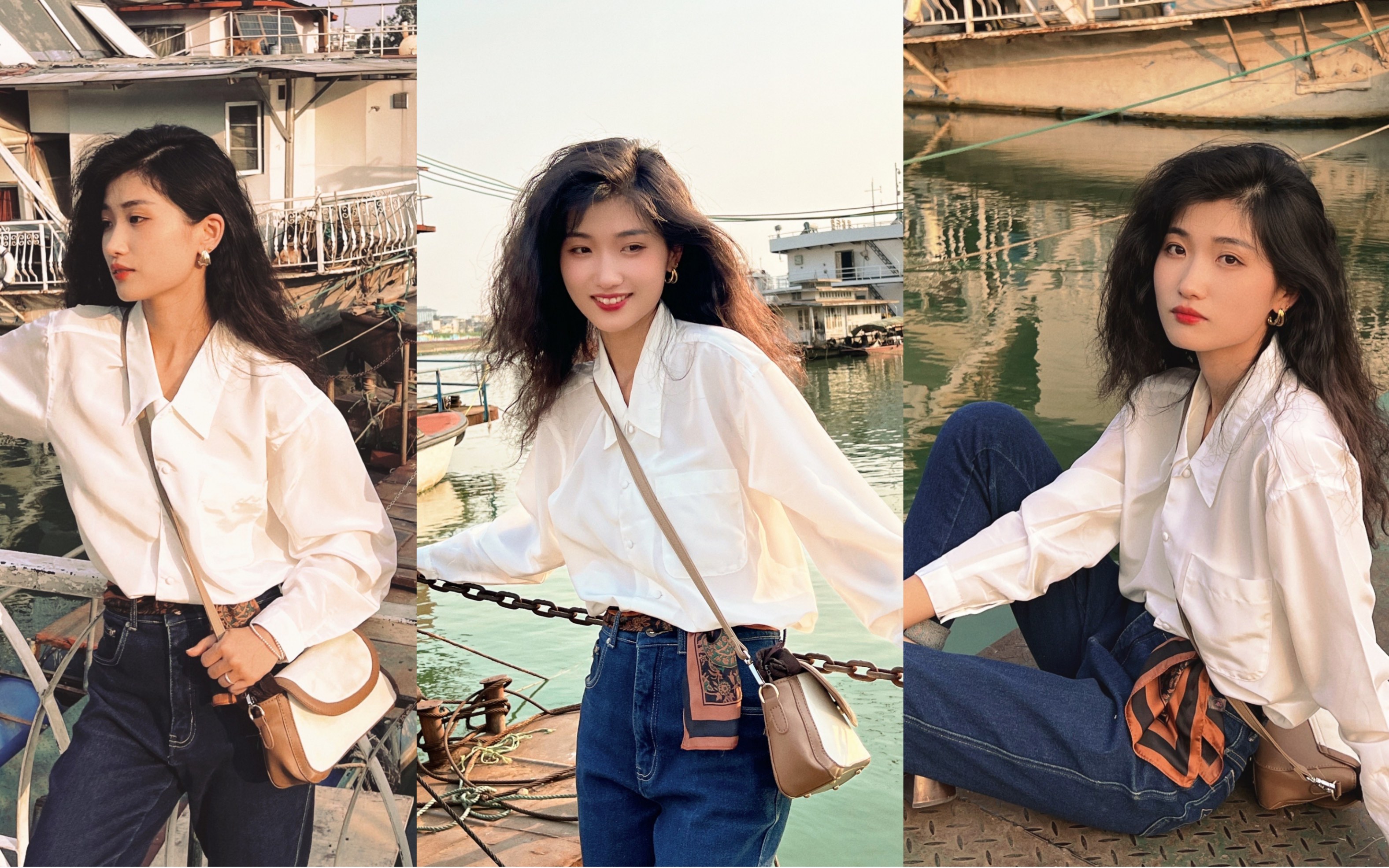 菜市场10元的牛仔裤搭配出吴倩莲的港风造型/我爱菜市场!