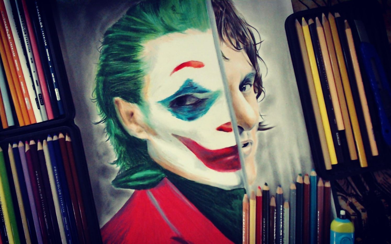 活动作品彩铅手绘四个小时速绘dc小丑2019