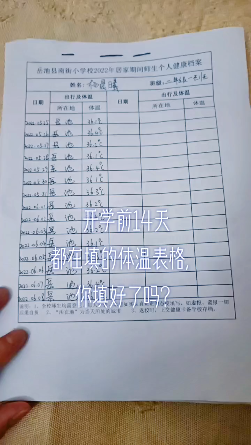 开学前14天都在填的体温表格,你填好了吗?反正我们的是刚填好.哔哩哔哩bilibili