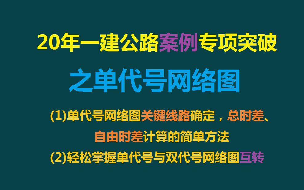 20年一建公路案例专项突破计算题之单代号网络图林玉进哔哩哔哩bilibili