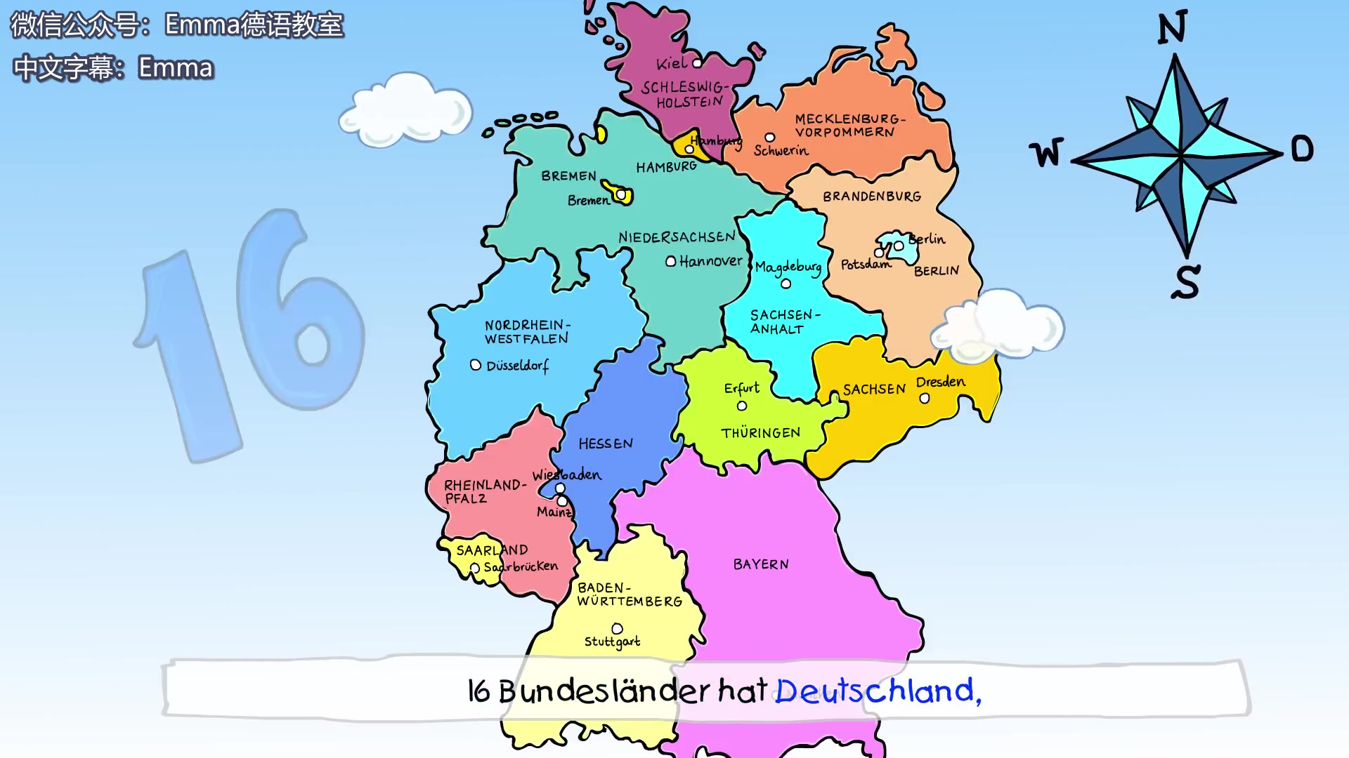 中德字幕一定要掌握一首歌记住德国16个联邦州