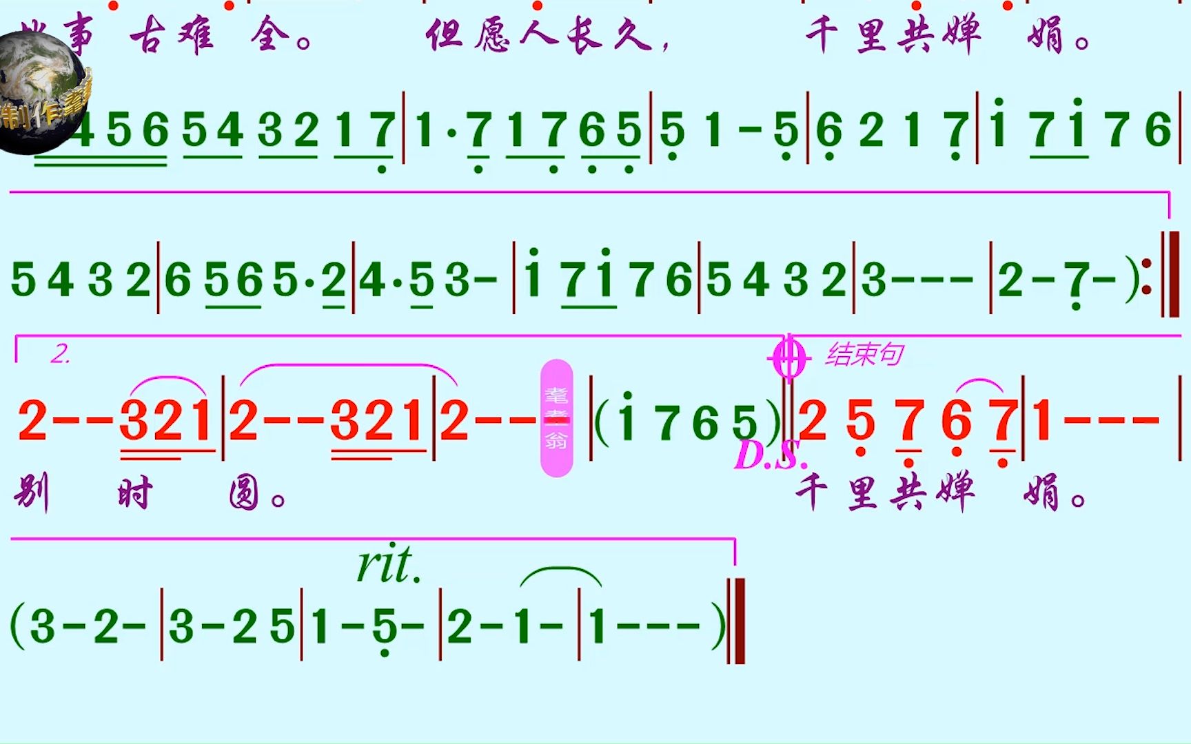 《但愿人长久》动态伴奏谱哔哩哔哩bilibili